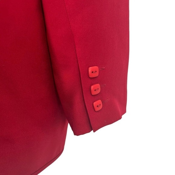 Vintage 80’s Due per Due Blazer 100% Silk Red 8 - Picture 6 of 7